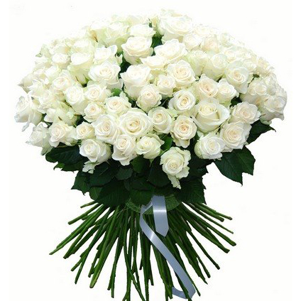 Букет из 101 розы «Белый снег» 40см